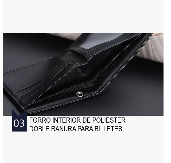 Foto 6 pulgar | Cartera Hombre Xtellar Con Proteccion Rfid Cadena Cuero Color Negro Diseño De La Tela Liso