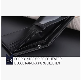 Foto 5 | Cartera Hombre Xtellar Con Proteccion Rfid Cadena Cuero Color Negro Diseño De La Tela Liso