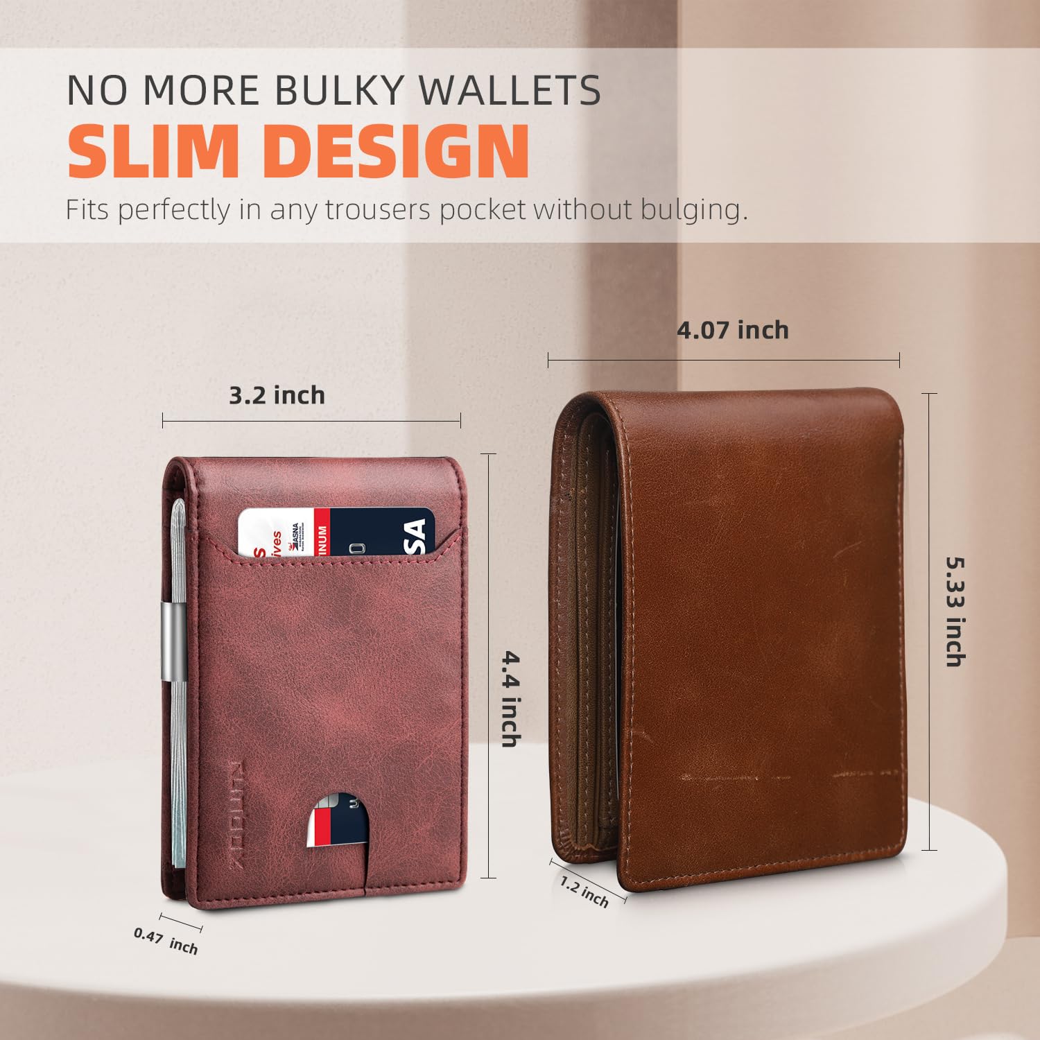 Foto 3 | Billetera Runbox, Delgada, De Piel, Para Billetes, Con Bloqueo Rfid, Para Hombre - Venta Internacional.