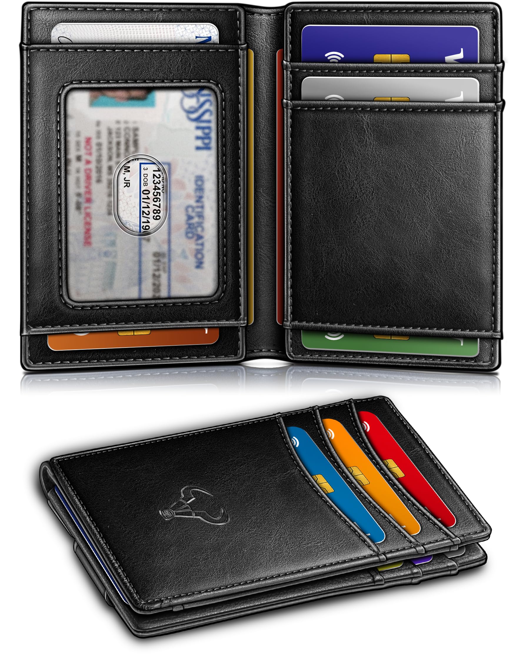 Foto 3 pulgar | Cartera Delgada Bulliant Con Cierre Magnético De Piel Auténtica Rfid - Venta Internacional.