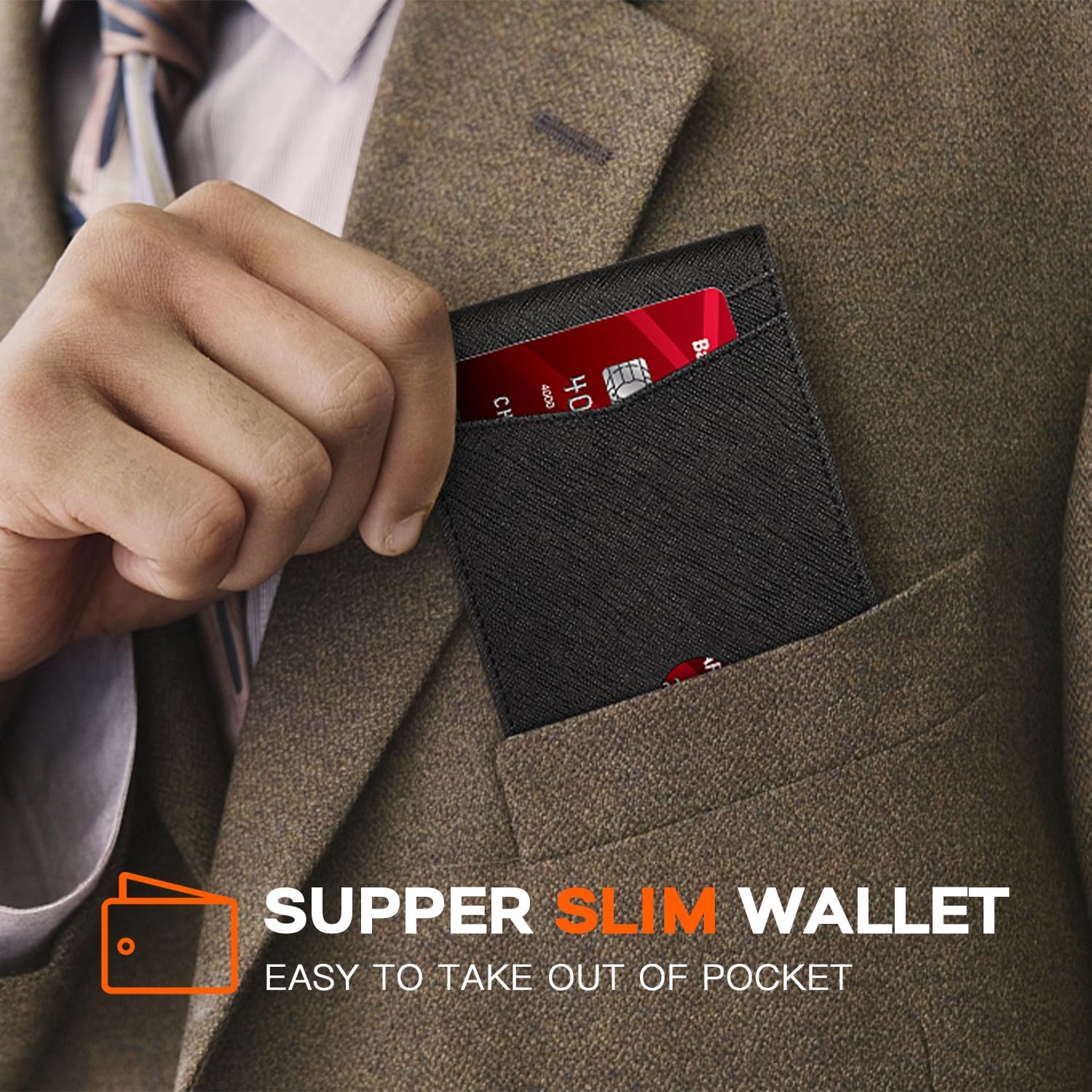 Foto 4 | Cartera Runbox Para Hombre, Delgada, De Piel, Plegable, Con Bloqueo Rfid - Venta Internacional.
