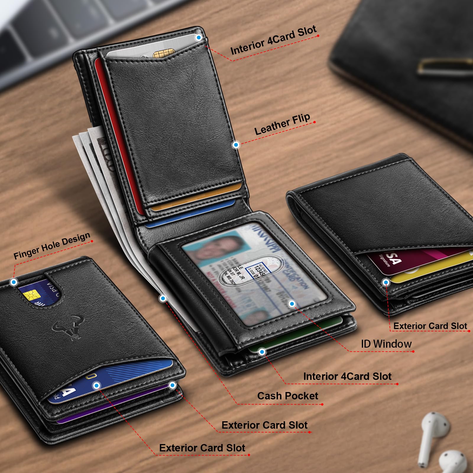 Foto 2 | Billetera Bulliant De Piel Delgada Con Bloqueo Rfid Para Hombre - Venta Internacional.