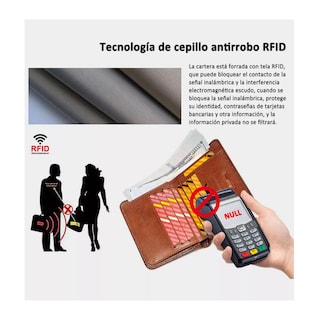 Foto 5 | Cartera Para Hombre De Cuero Genuino Con Bloqueo, Marrón Belug