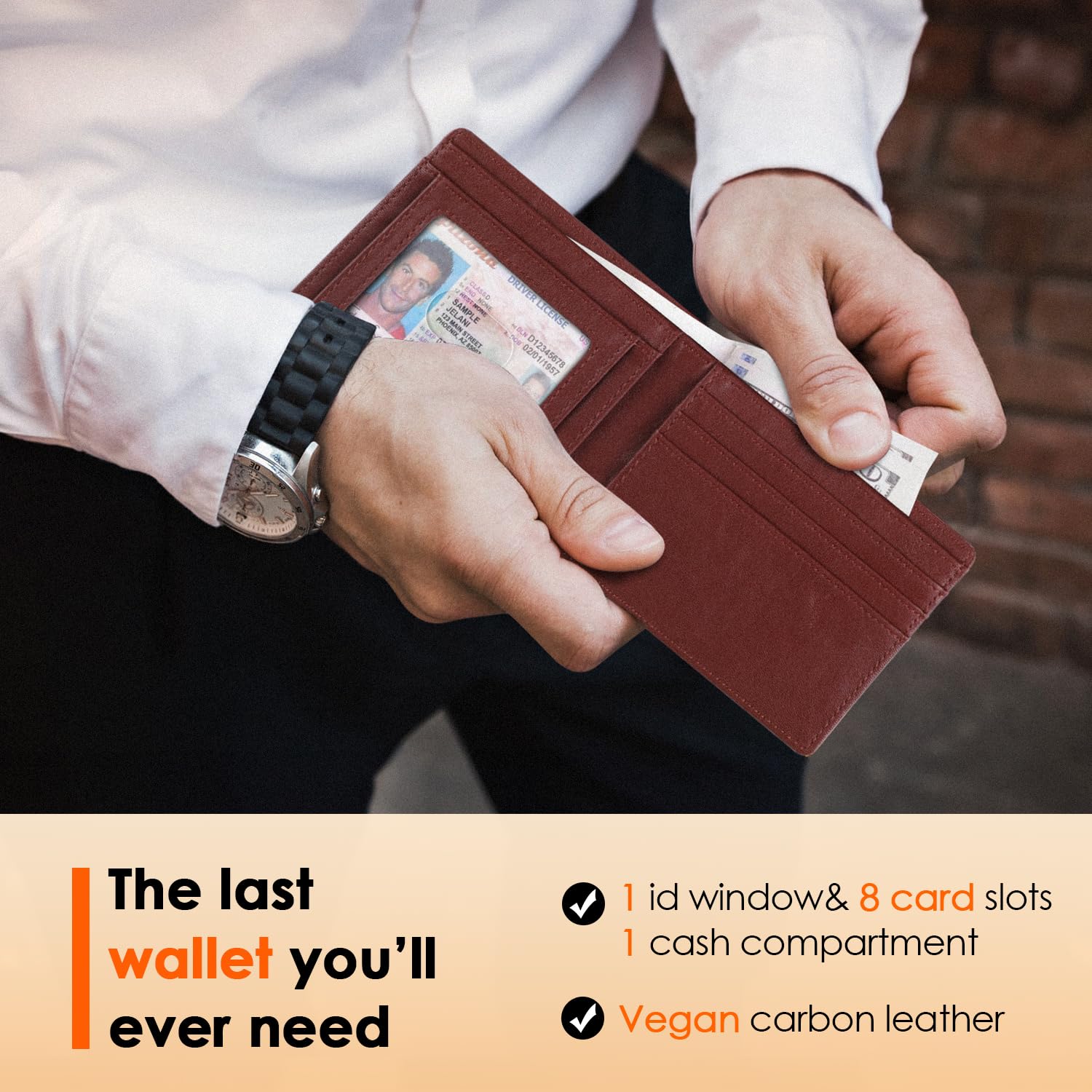 Foto 2 | Cartera Runbox Para Hombre, Delgada, De Piel, Plegable, Con Bloqueo Rfid - Venta Internacional.
