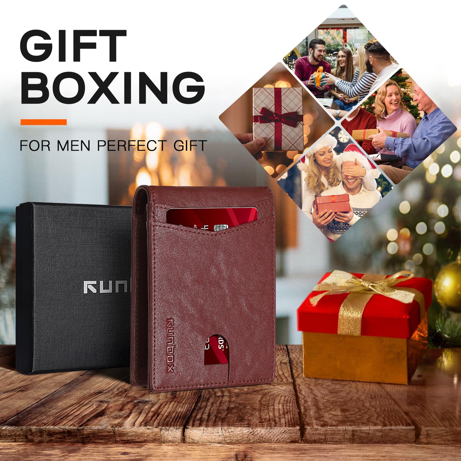 Foto 3 | Cartera Runbox Para Hombre, Delgada, De Piel, Plegable, Con Bloqueo Rfid - Venta Internacional.