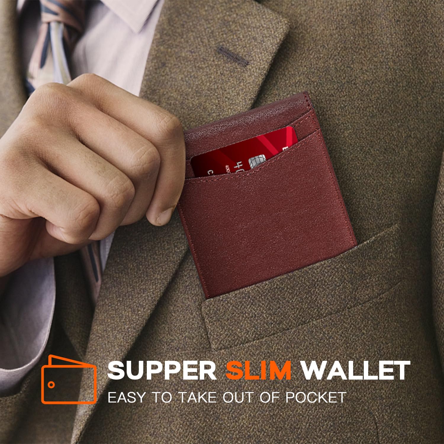 Foto 4 | Cartera Runbox Para Hombre, Delgada, De Piel, Plegable, Con Bloqueo Rfid - Venta Internacional.