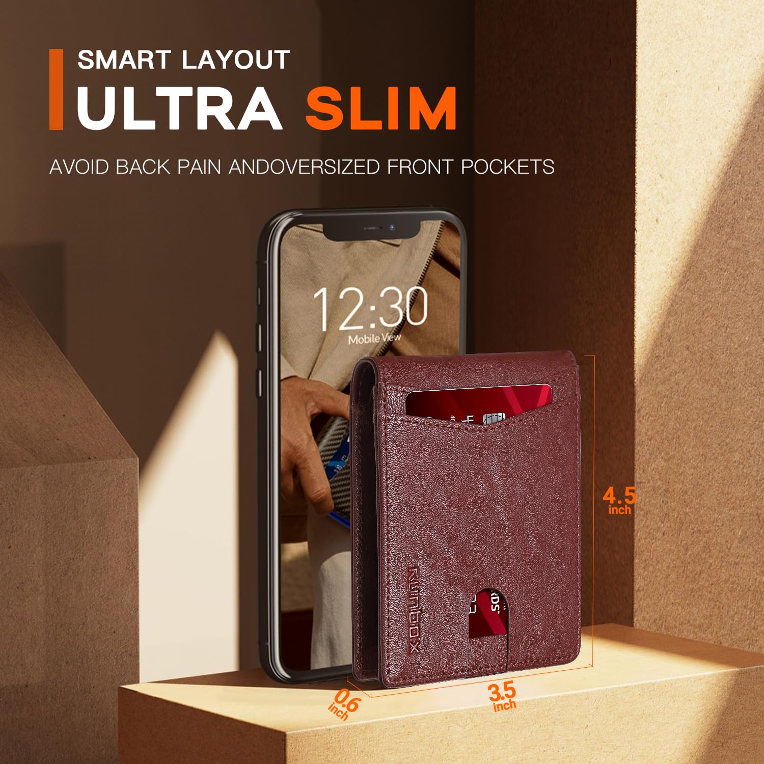 Foto 5 | Cartera Runbox Para Hombre, Delgada, De Piel, Plegable, Con Bloqueo Rfid - Venta Internacional.