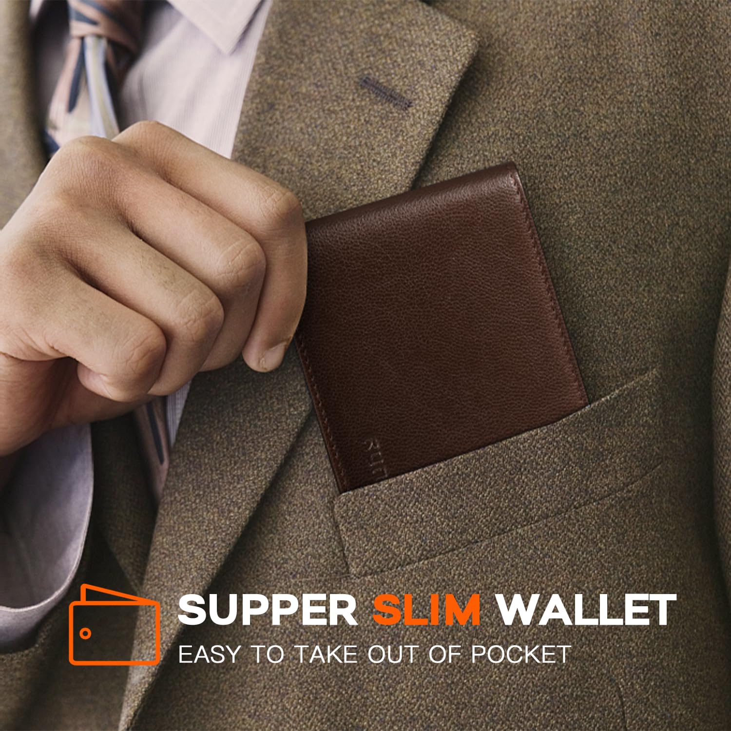 Foto 5 | Cartera Runbox Para Hombre, Delgada, De Piel, Plegable, Con Bloqueo Rfid - Venta Internacional.