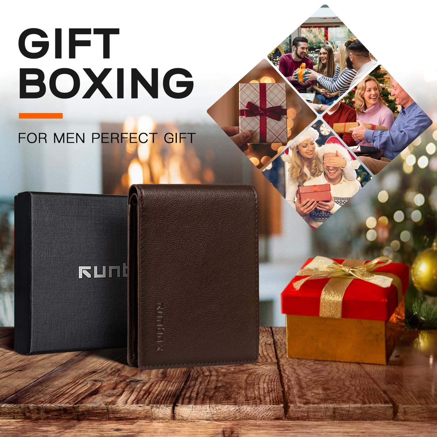 Foto 6 | Cartera Runbox Para Hombre, Delgada, De Piel, Plegable, Con Bloqueo Rfid - Venta Internacional.