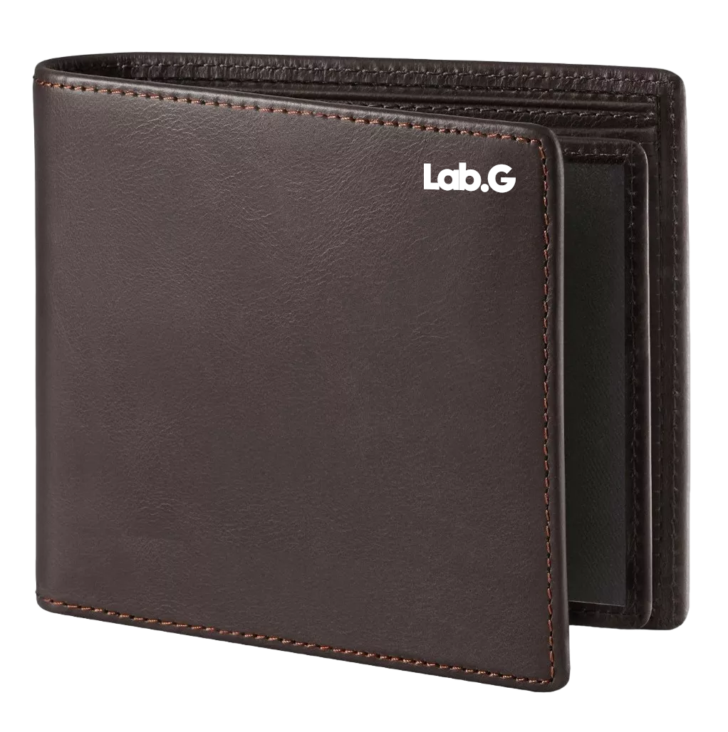 Cartera De Hombre Lab.g Piel Genuina Protección, Marrón Oscuro