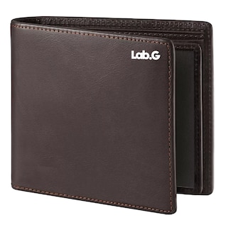 Foto 1 | Cartera De Hombre Lab.g Piel Genuina Protección, Marrón Oscuro
