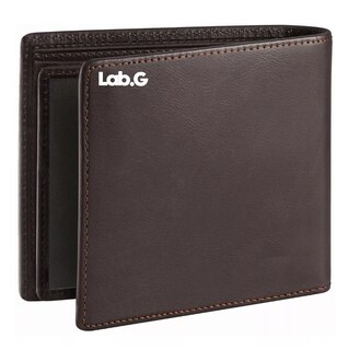Foto 2 | Cartera De Hombre Lab.g Piel Genuina Protección, Marrón Oscuro