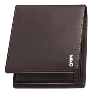 Foto 3 | Cartera De Hombre Lab.g Piel Genuina Protección, Marrón Oscuro