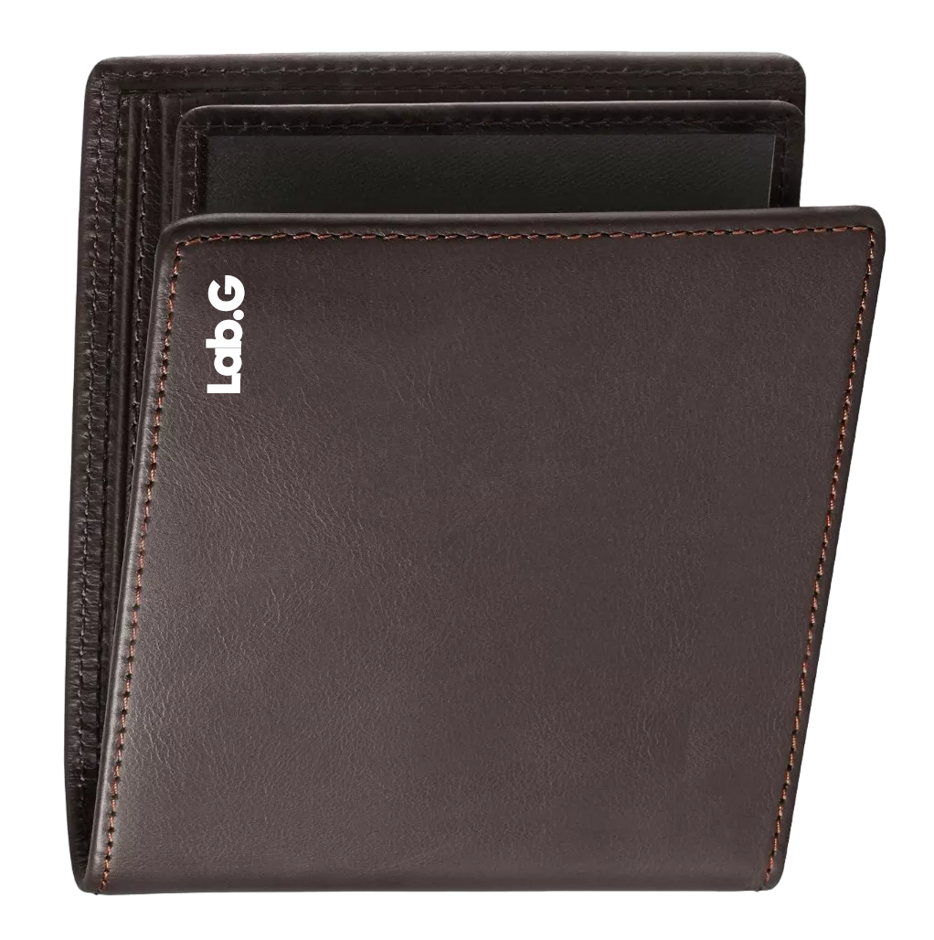 Foto 5 pulgar | Cartera De Hombre Lab.g Piel Genuina Protección, Marrón Oscuro