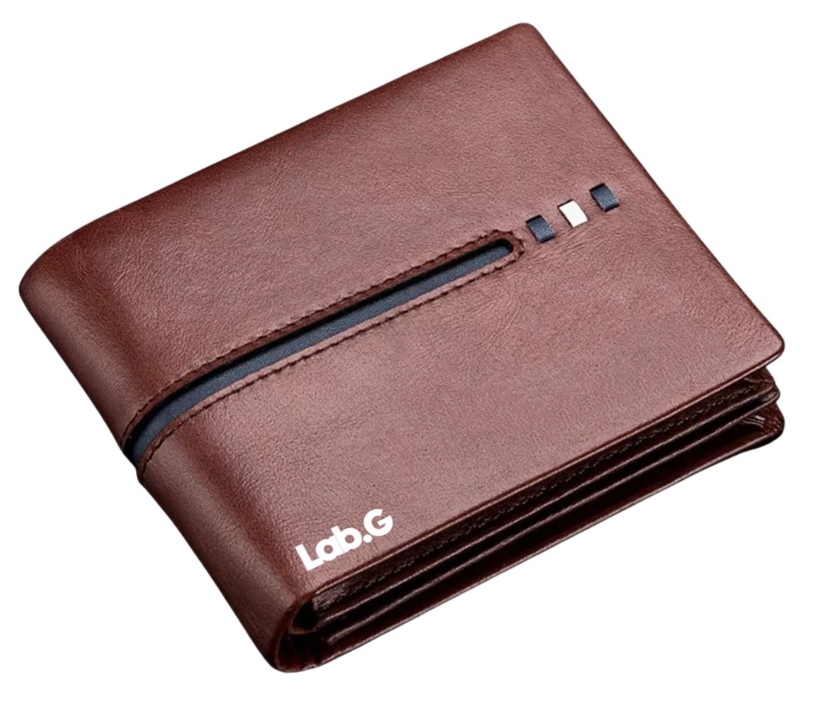 Cartera Plegable De Piel Genuina Lab.g Gran Capacidad Para Hombre Marron