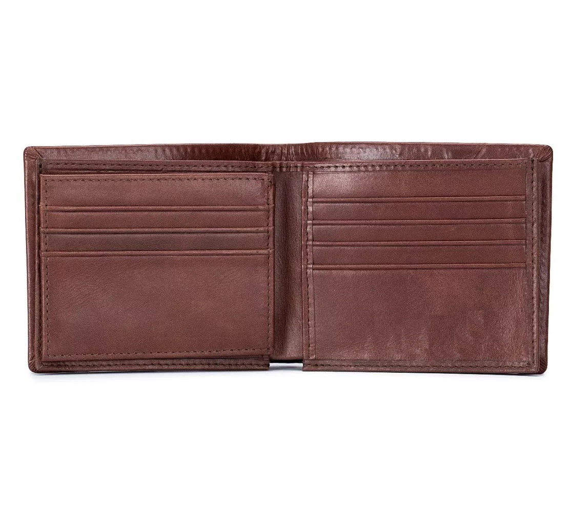 Foto 3 | Cartera Plegable De Piel Genuina Lab.g Gran Capacidad Para Hombre Marron