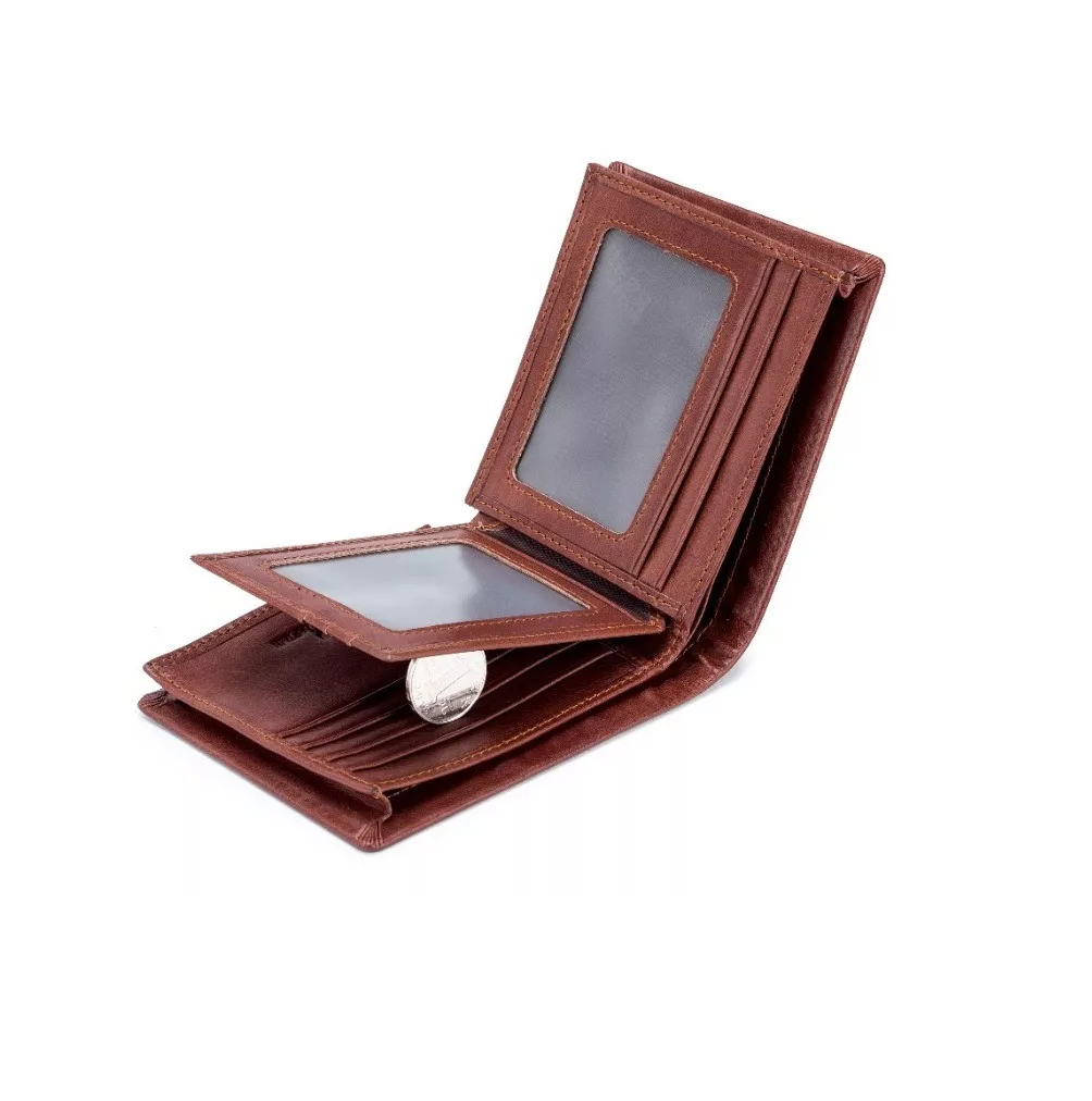 Foto 4 | Cartera Plegable De Piel Genuina Lab.g Gran Capacidad Para Hombre Marron