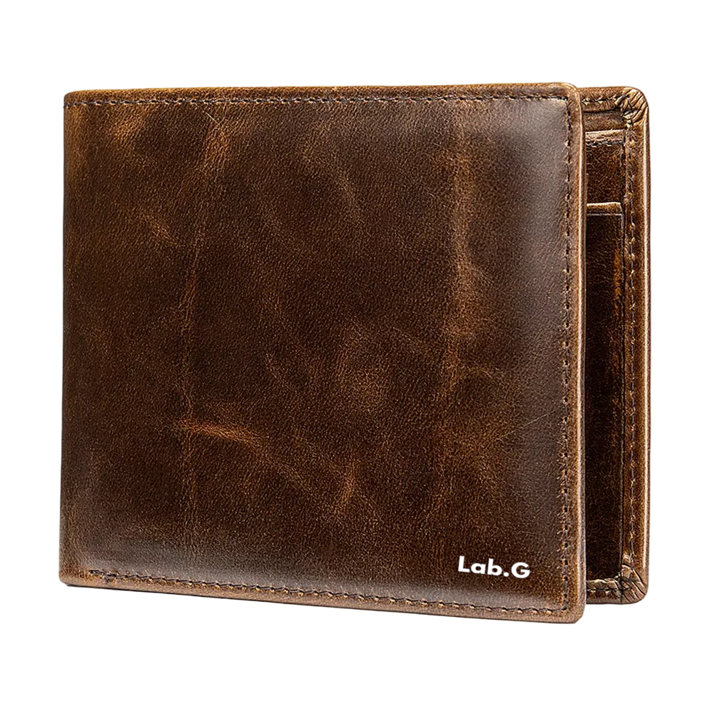 Cartera 100% Piel Genuina Billetera Calidad Rfid Tarjetero, Marrón Oscuro
