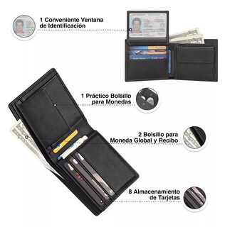 Foto 2 | Cartera Para Hombre Lab.g Billetera Genuina Monederos Negro
