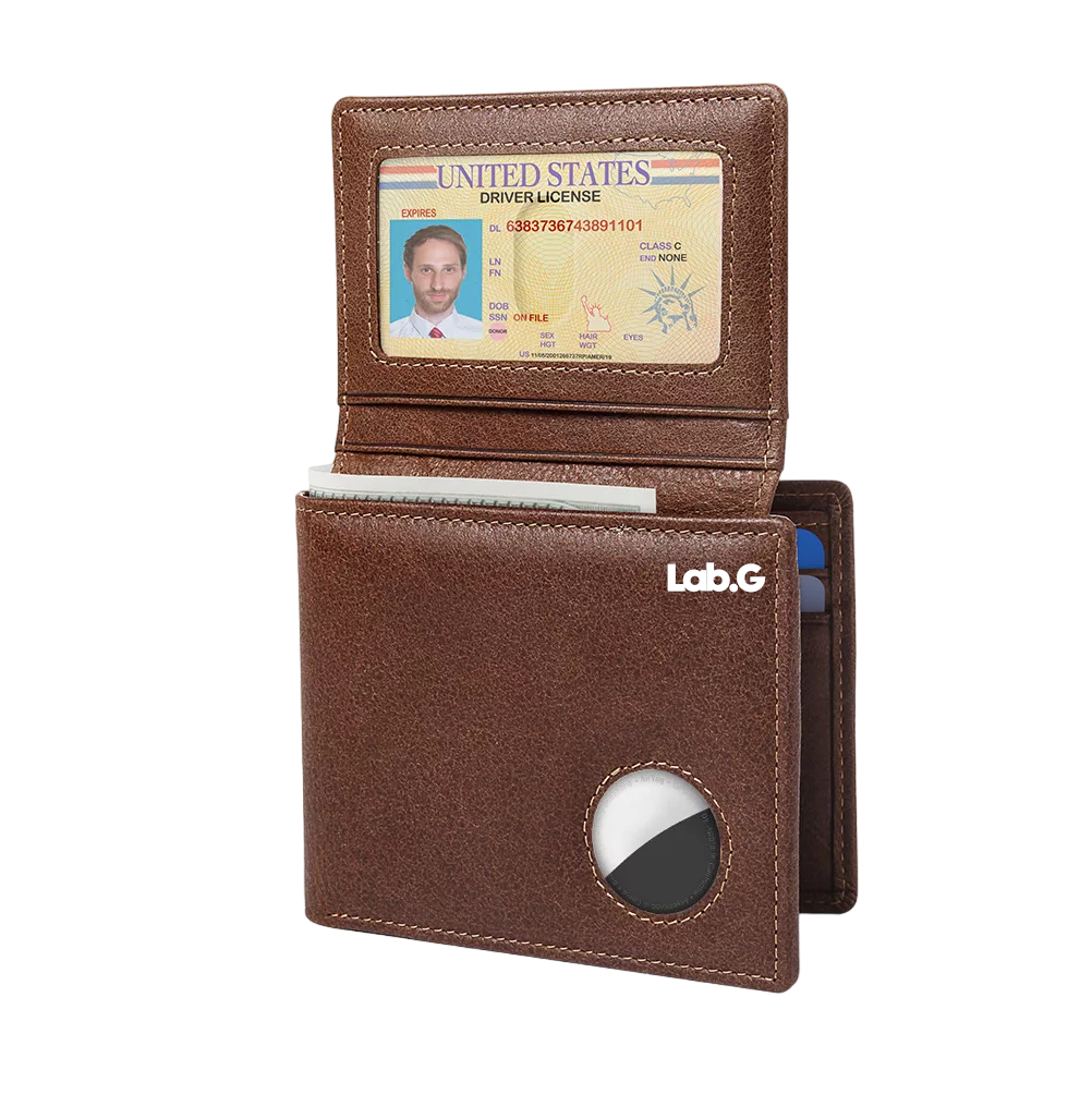 Cartera De Cuero Lab.g Tarjetero Hombre Con Rfid Bloqueo, Marron