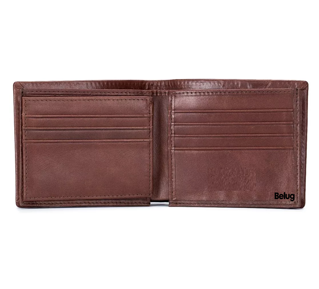 Foto 3 pulgar | Cartera Plegable De Piel Genuina Gran Capacidad Para Hombre, Belug  Marrón