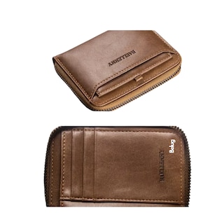 Foto 5 | Cartera Hombre Billetera Corta Cierre Moneda Porta Tarjetera, Belug Marrón
