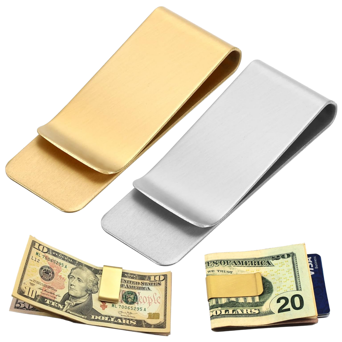 Clip Sujeta Billetes Cartera Metal Inoxidable Tarjeta