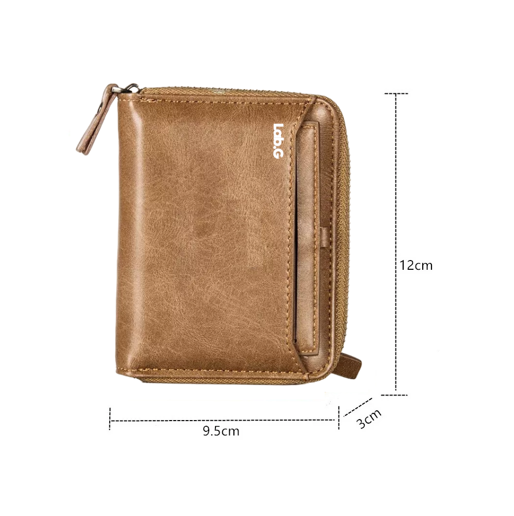 Foto 4 pulgar | Cartera Hombre Billetera Corta Cierre Lab.g Moneda Porta Tarjetera, Marrón