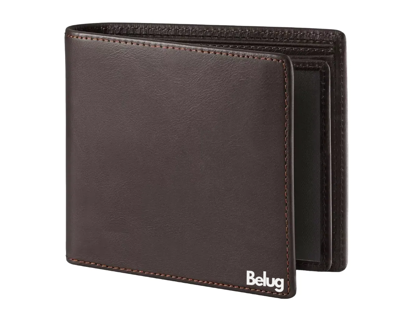 Cartera De Hombre Piel Genuina Protección Belug, Marrón Oscuro