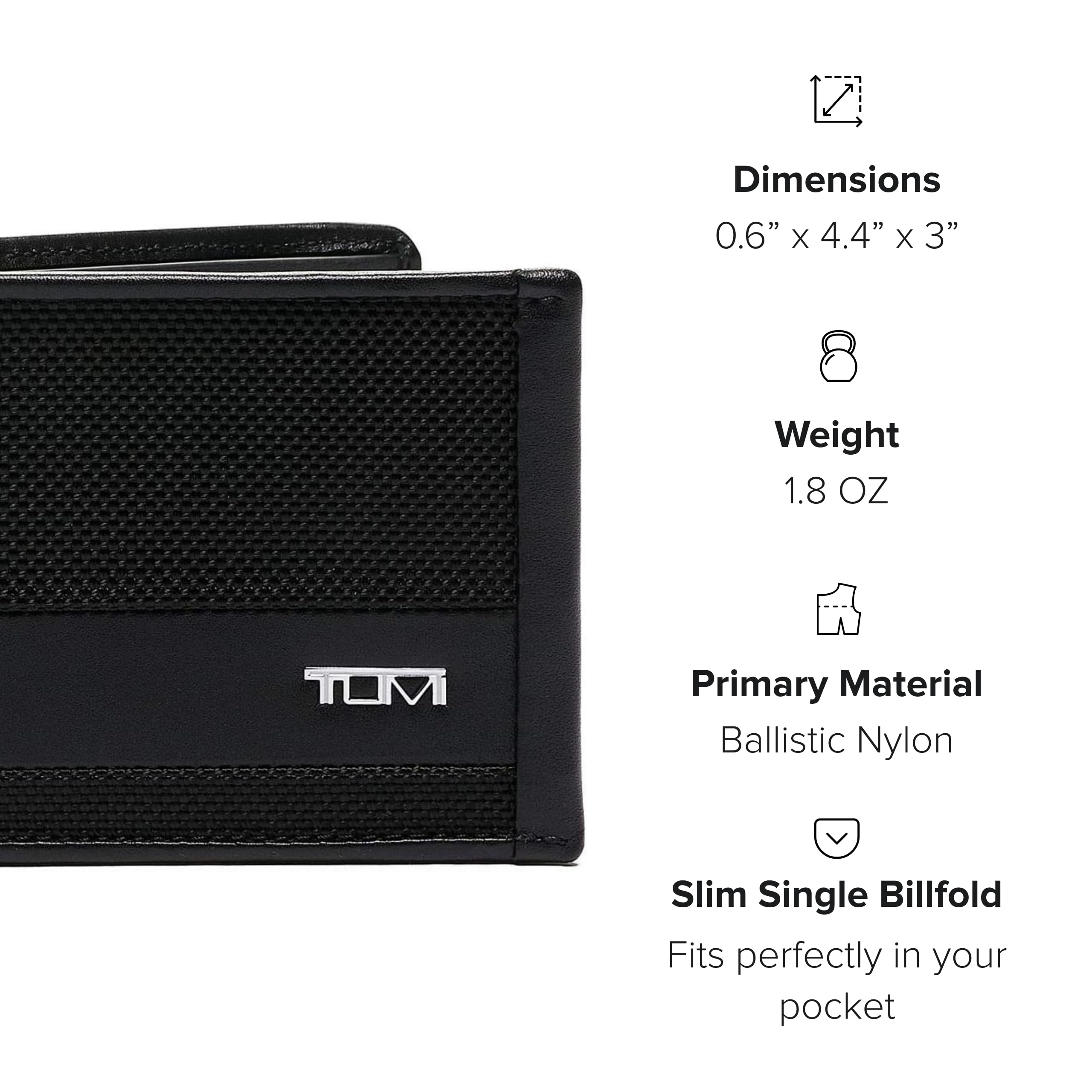 Foto 7 | Billetera Tumi Alpha Slim De Nailon Balístico Con Pliegue Único, Negra - Venta Internacional.