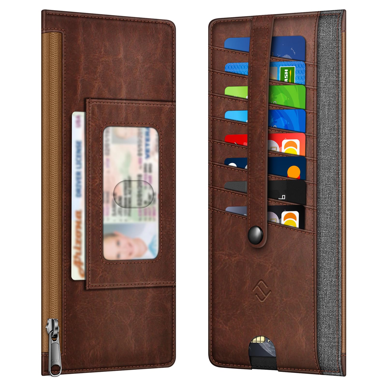Foto 1 | Tarjeta De Crédito Wallet Fintie Slim Con Bloqueo Rfid, Gris Y Marrón - Venta Internacional.