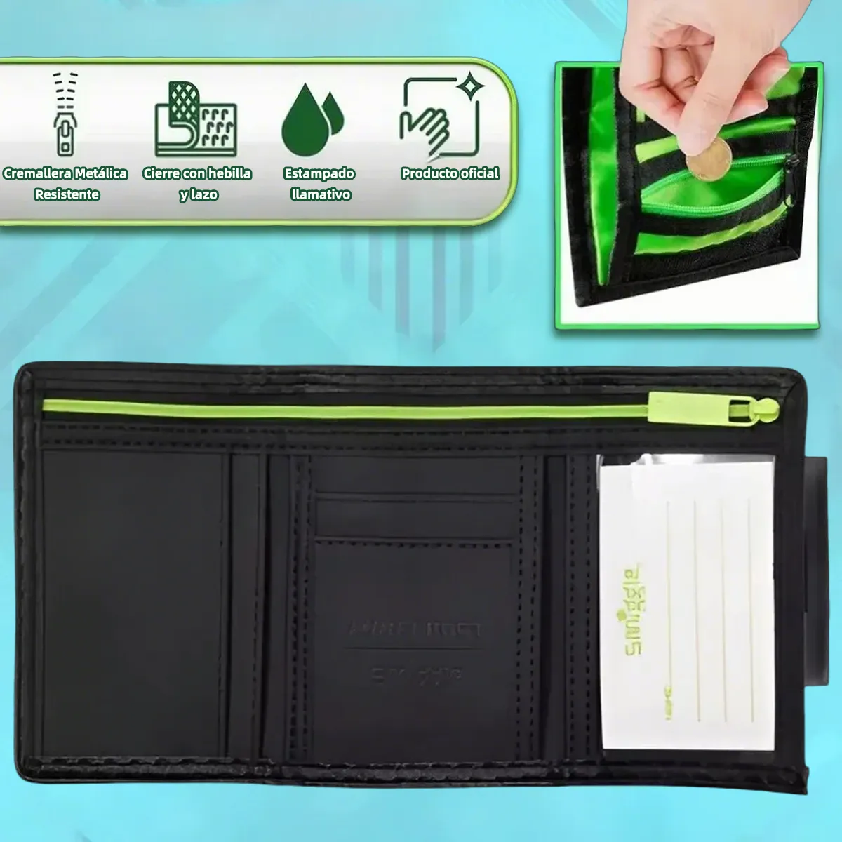 Foto 4 pulgar | Carteras Minecraft Smiggle Niños Belug O Monederos Mujer Y Hombre Negro Verde