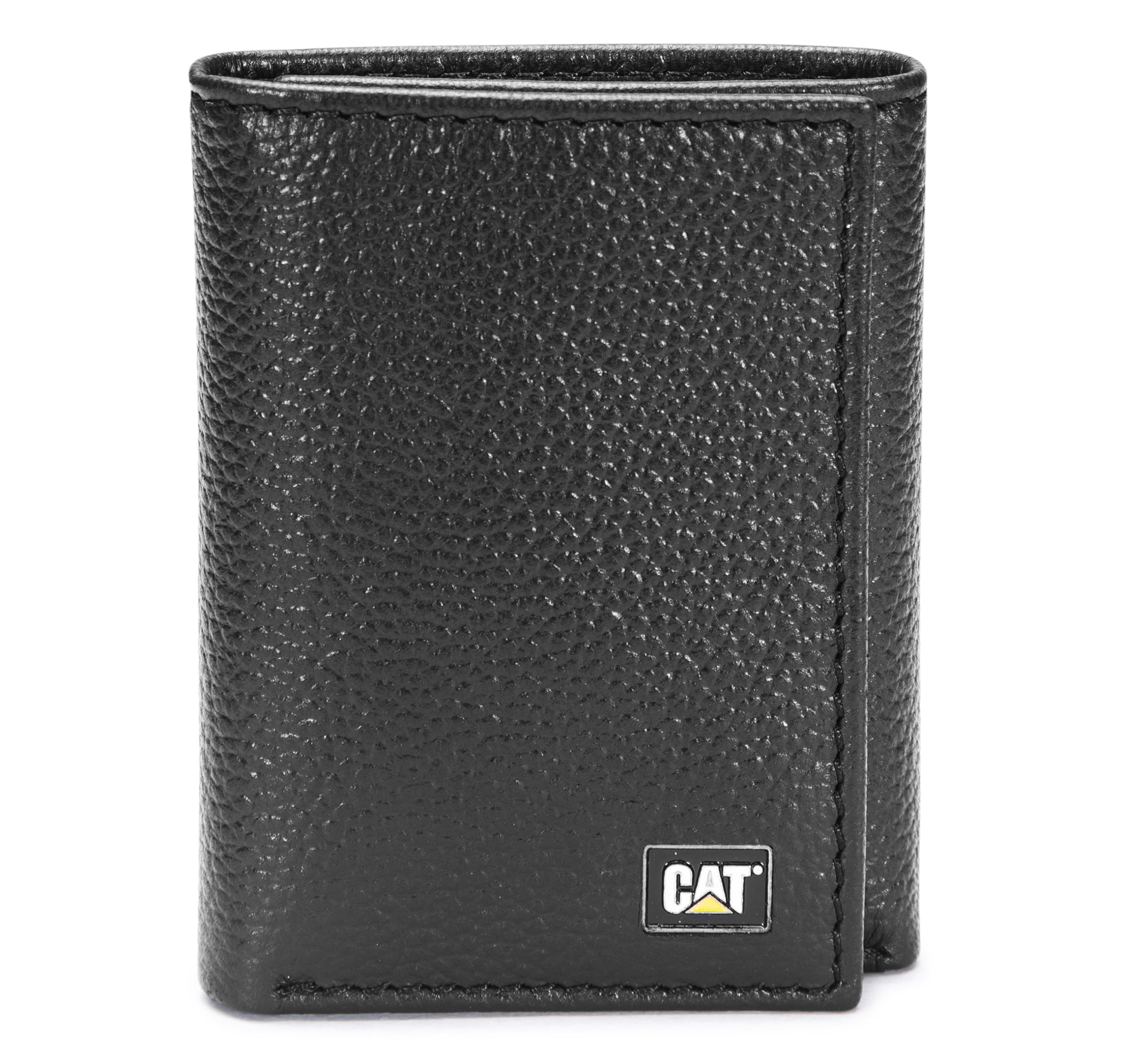 Cartera Cat Trifold De Piel Para Hombre, Color Negro - Venta Internacional.
