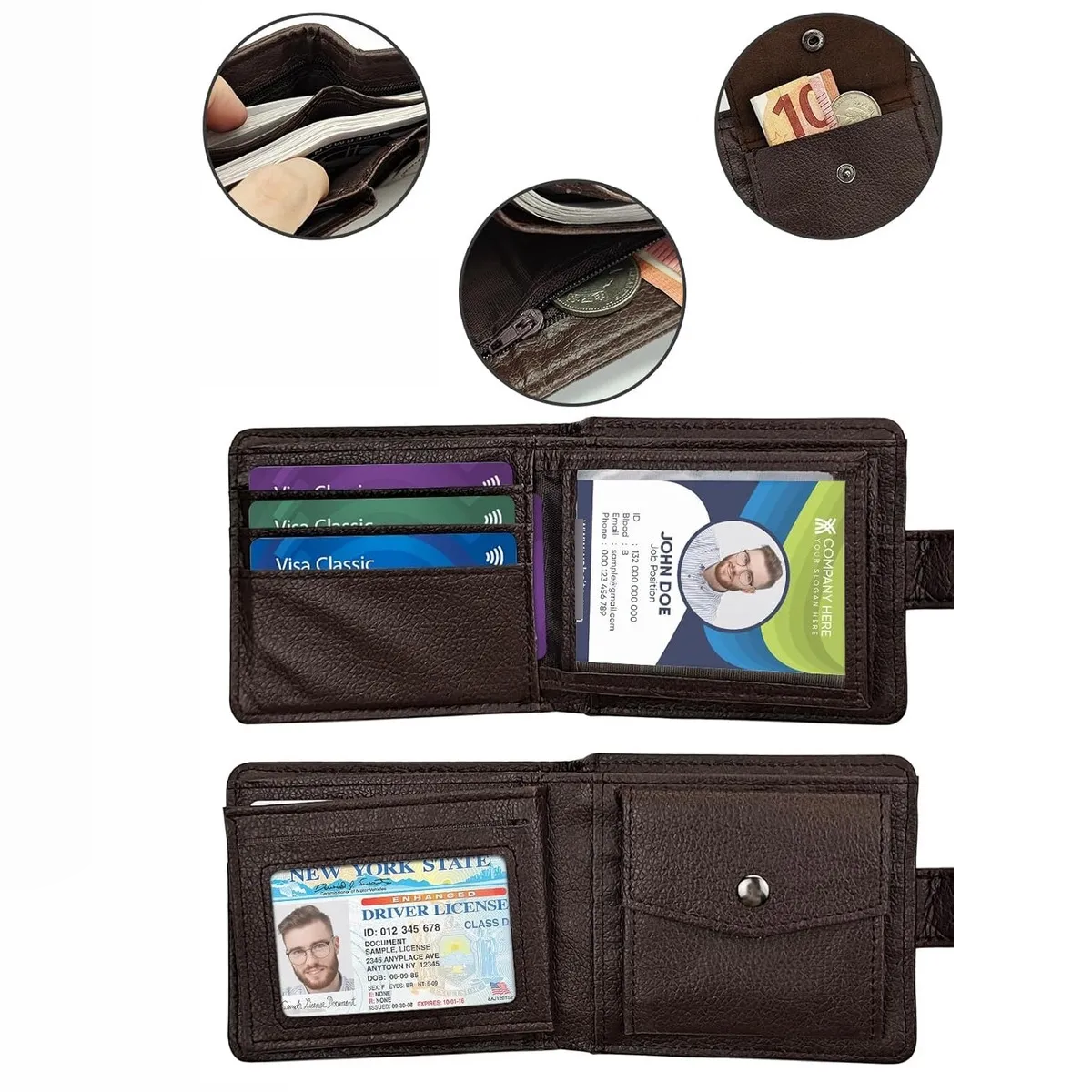 Foto 2 | Cartera Hombre Con Múltiples Tarjetas De Monedero Eo Safe Imports Esi-19374 Marron