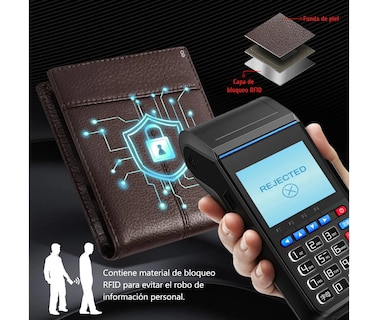 Foto 2 | Cartera Hombre Piel Cartera Antirrobo Rfid/billetera Eo Safe Imports Esi-19376 Marron