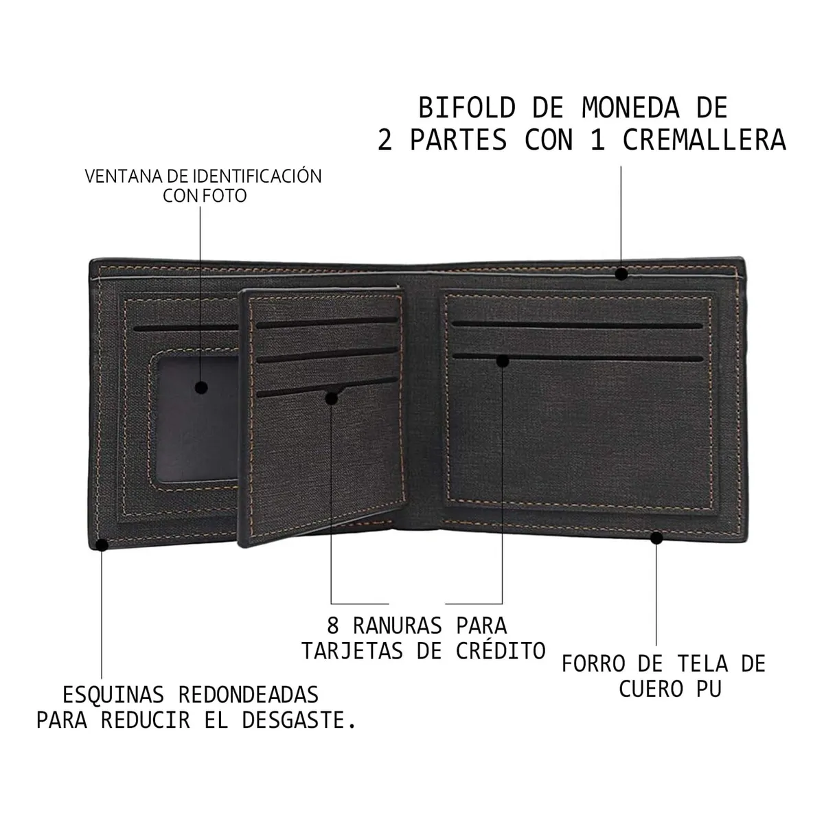 Foto 4 | Billetera De Cuero Eo Safe Imports Esi-19380 Negro