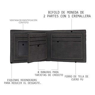 Foto 4 | Billetera De Cuero Eo Safe Imports Esi-19380 Negro
