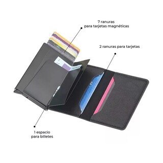 Foto 3 | Cartera Tarjetero De Cuero Protección Con Rfid Eo Safe Imports Esi-19383 Negro