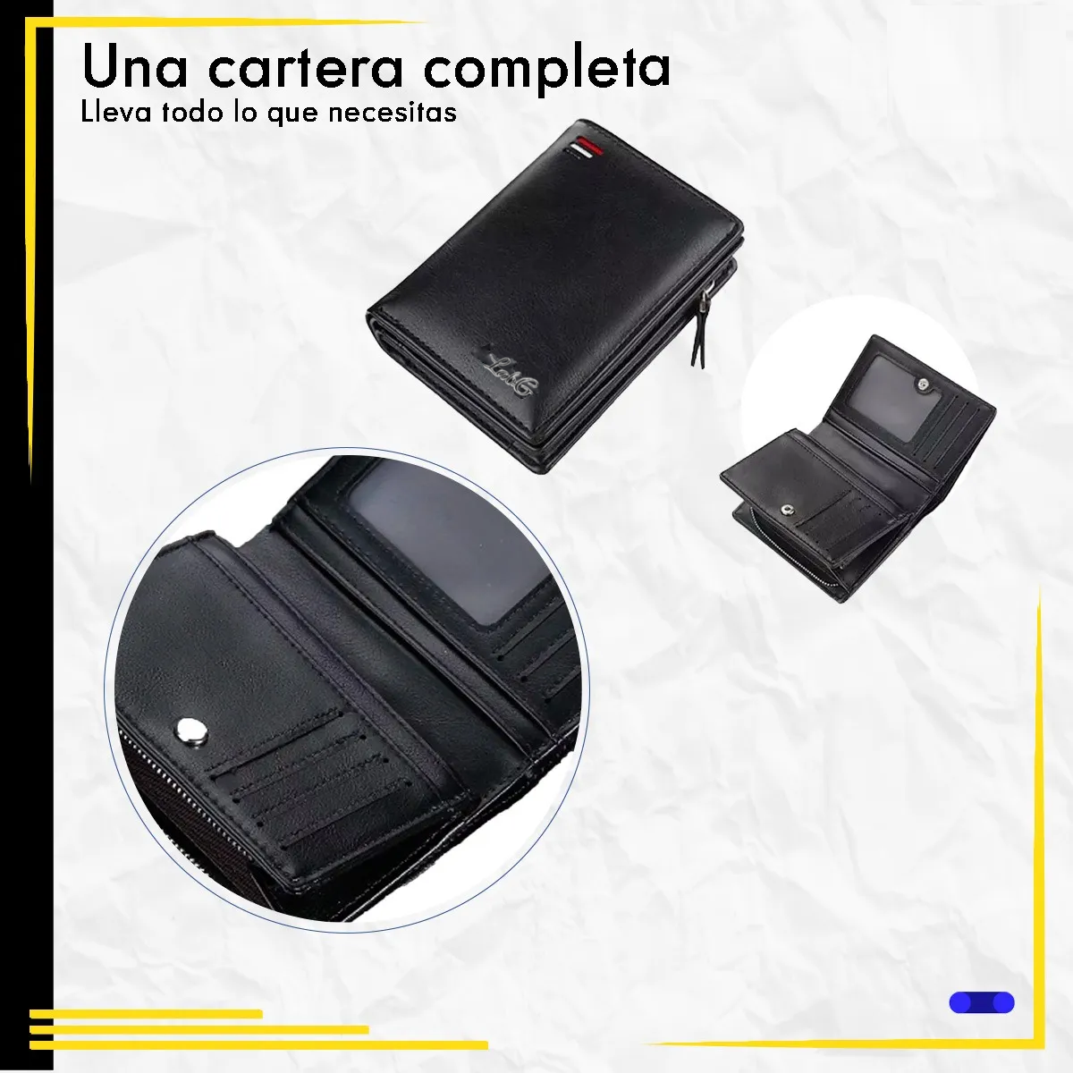 Foto 3 pulgar | Cartera Minimalista Para Hombre Tarjetero Billetera Lab.g Negro