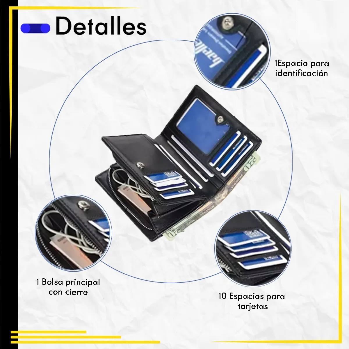 Foto 4 pulgar | Cartera Minimalista Para Hombre Tarjetero Billetera Lab.g Negro