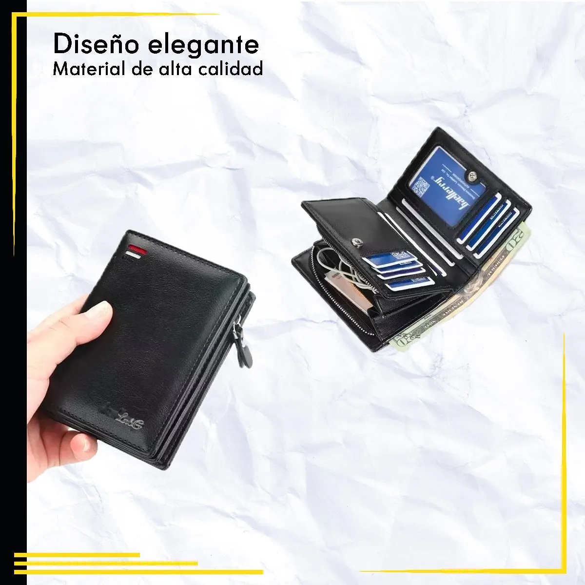 Foto 6 pulgar | Cartera Minimalista Para Hombre Tarjetero Billetera Lab.g Negro