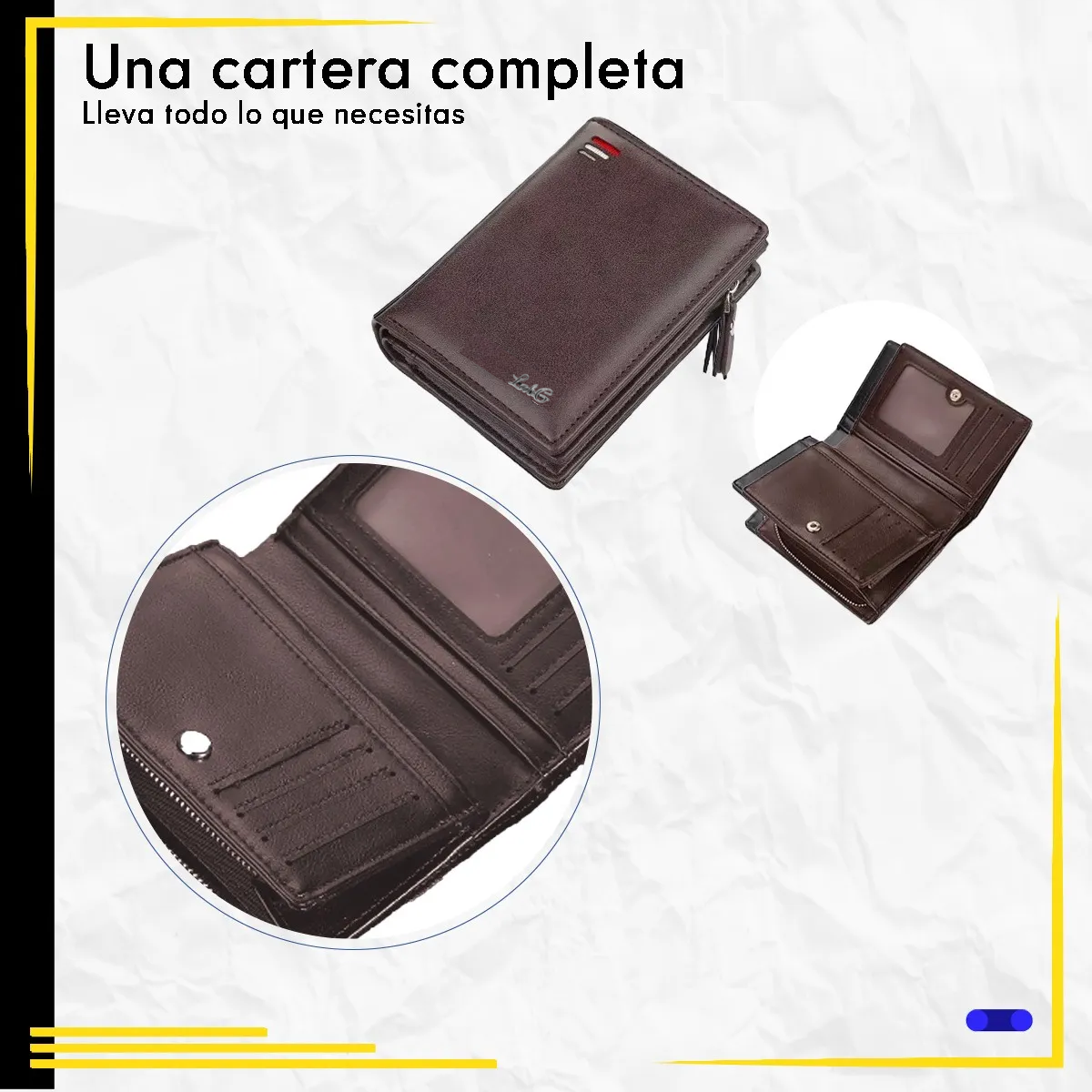 Foto 3 pulgar | Cartera Minimalista Para Hombre Tarjetero Billetera Lab.g Marrón