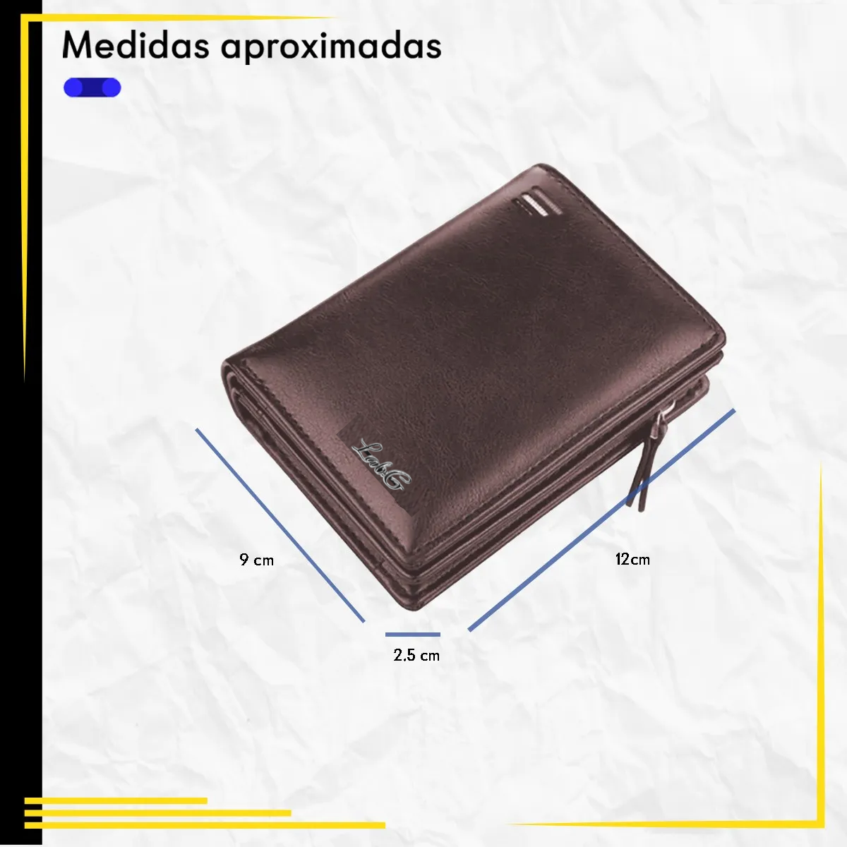 Foto 4 | Cartera Minimalista Para Hombre Tarjetero Billetera Lab.g Marrón