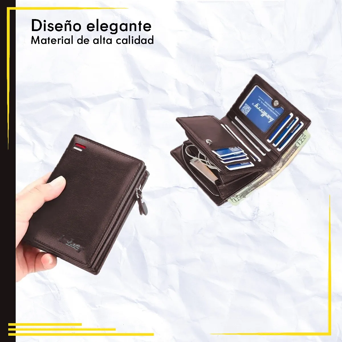 Foto 5 | Cartera Minimalista Para Hombre Tarjetero Billetera Lab.g Marrón