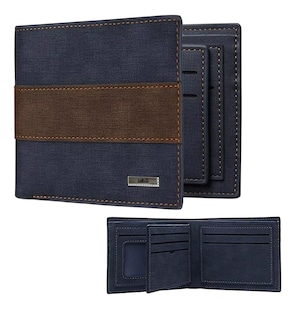 Foto 1 | Cartera Billetera Lab.g De Cuero Con Múltiples Tarjetas Hombre Azul Marino Con Cafe Oscuro