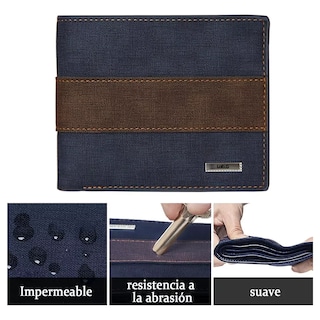 Foto 5 | Cartera Billetera Lab.g De Cuero Con Múltiples Tarjetas Hombre Azul Marino Con Cafe Oscuro