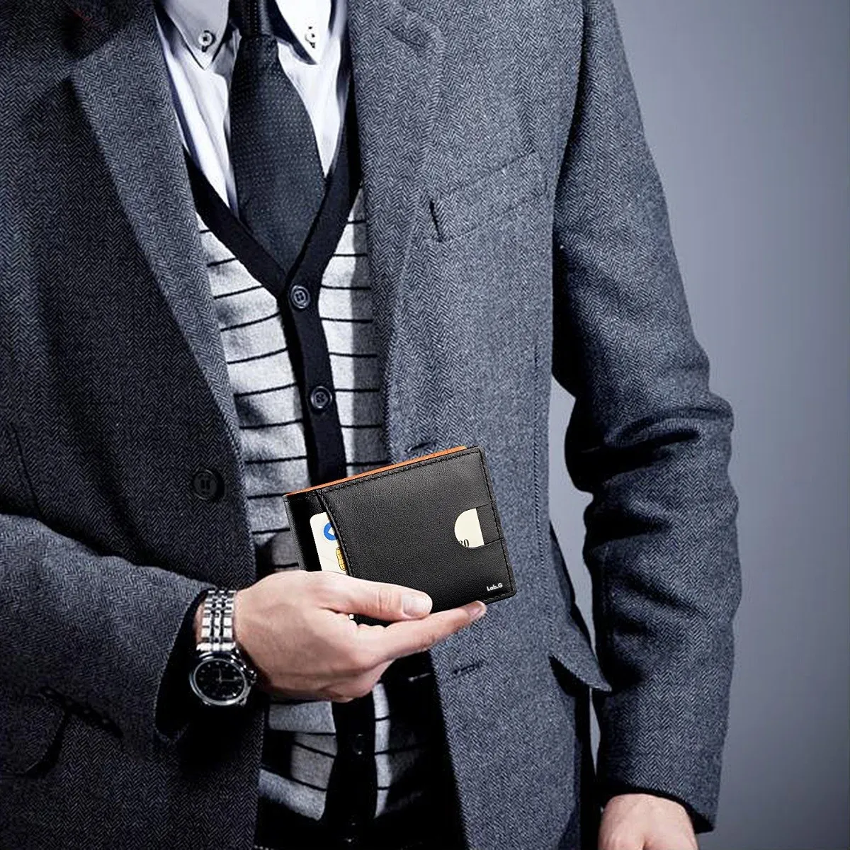 Foto 5 | Cartera De Cuero Con Rfid Bloqueo Para Hombre Mujer Lab.g Negro