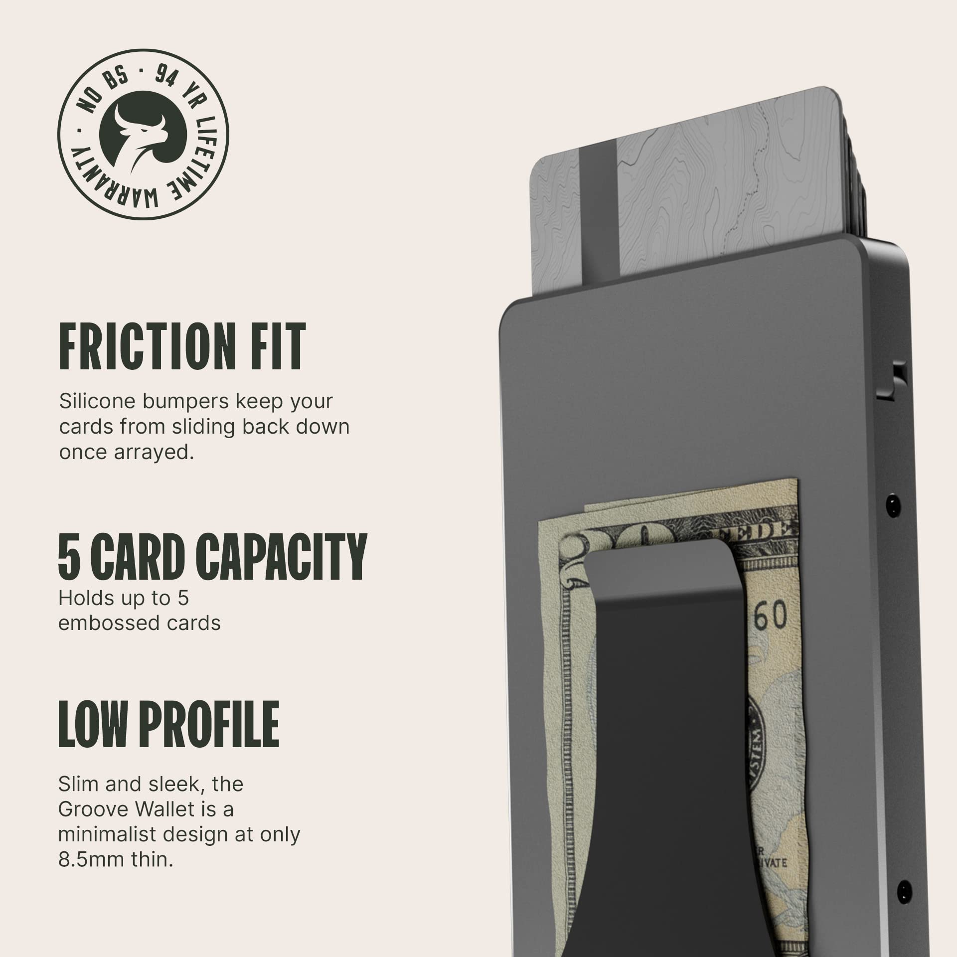 Foto 3 | Pistola Wallet Groove Life Groove De Metal Con Clip Para Billetes Rfid Para Hombre - Venta Internacional.
