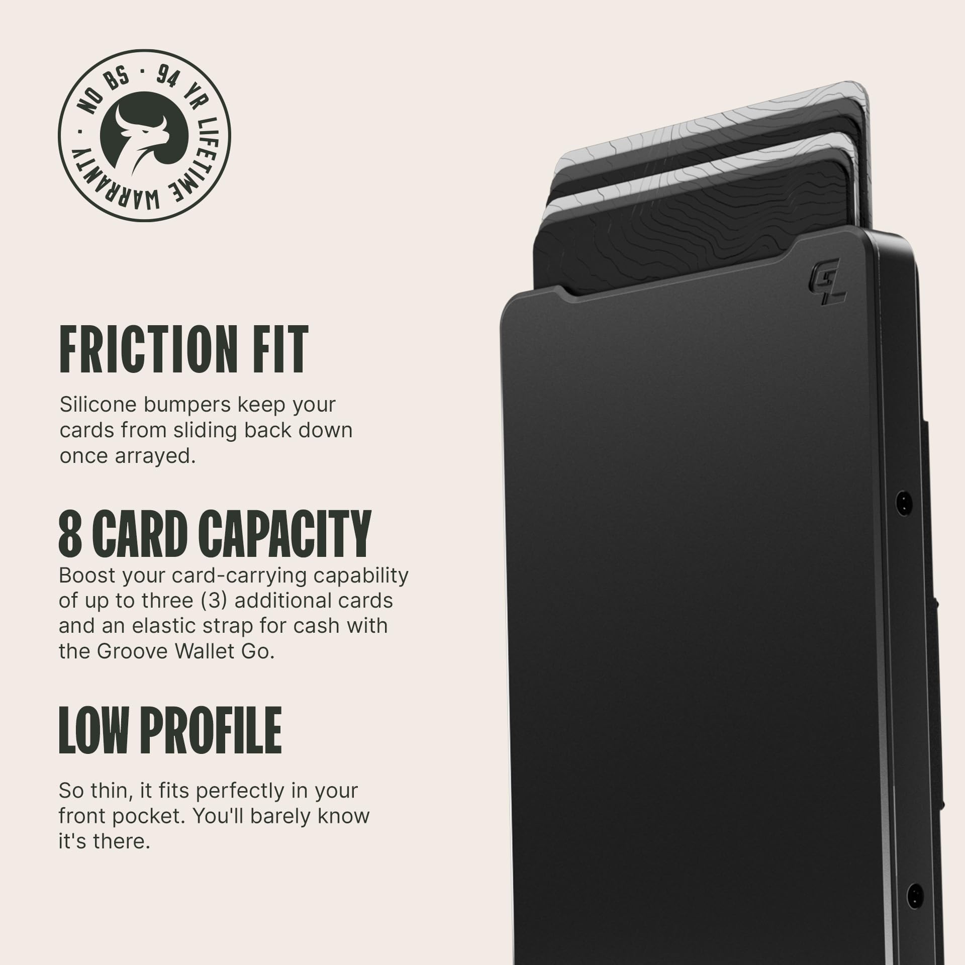Foto 4 pulgar | Billetera Groove Life Groove Wallet Go Gun De Metal Y Piel Negra - Venta Internacional.