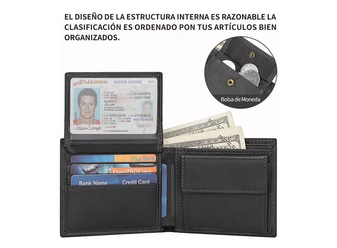Foto 2 | Cartera de Piel para Hombre Xtellar Protección RFID